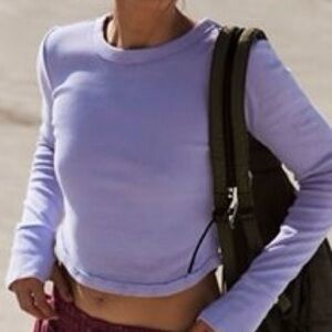 Free People Ribbed Women's Lavender Long Sleeve Top Fitted Tee Size S and Size M